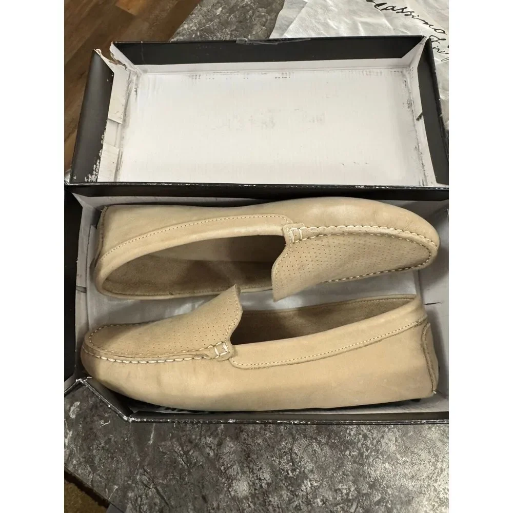Massimo Matteo Womens‎ Perf Venetian Driver Cinza Nubuck Beige Sz 10B